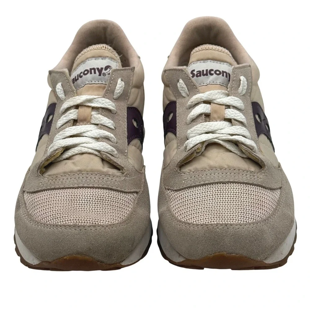 Saucony Jazz Original Womens 7.5 Tan Beige Plum Purple Retro Sneakers S60368-163